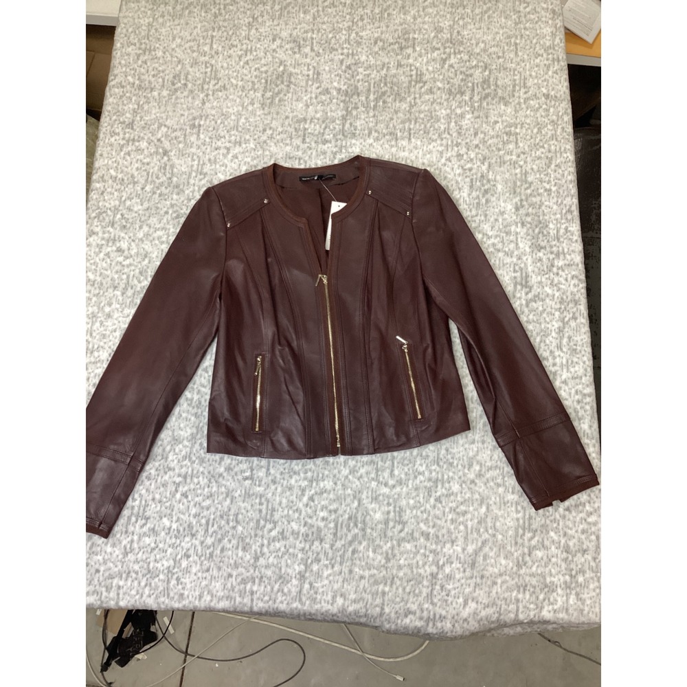 White House Black Market Deep Claret Genuine Leather Jacket Size M NWT $450